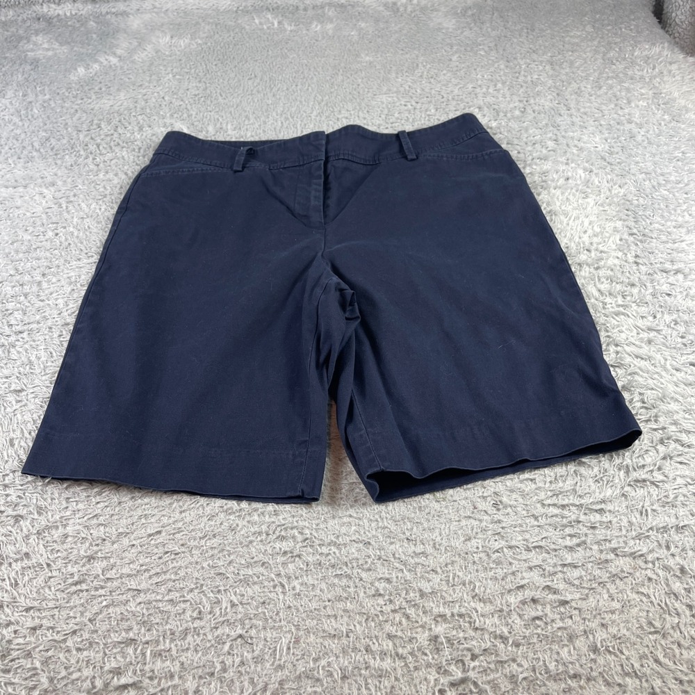 Talbots Perfect Short Womens 8P Navy Blue Chino Cotton Stretch Bermuda Shorts